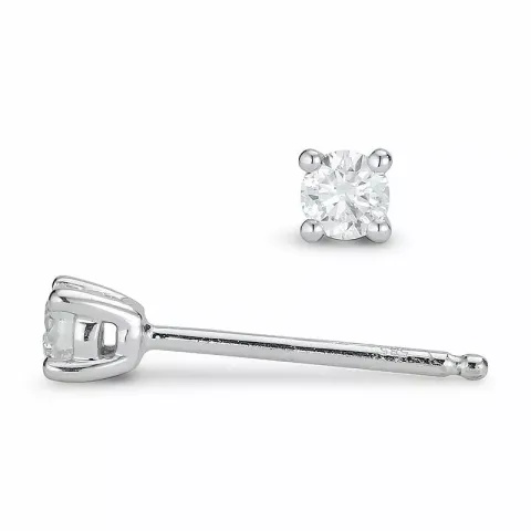 2 x 0,09 ct diamant solitäreörhängestift i 14 karat vitguld med diamant