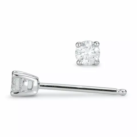 2 x 0,10 ct diamant solitäreörhängestift i 14 karat vitguld med diamant