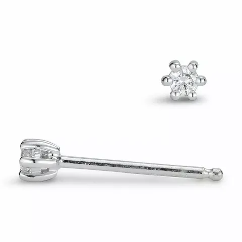 2 x 0,03 ct diamant solitäreörhängestift i 14 karat vitguld med diamant