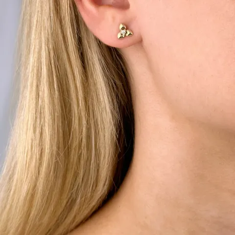 blommor diamant örhängestift i 14 karat guld med diamant 