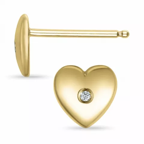 hjärta diamant örhängestift i 14 karat guld med diamant 