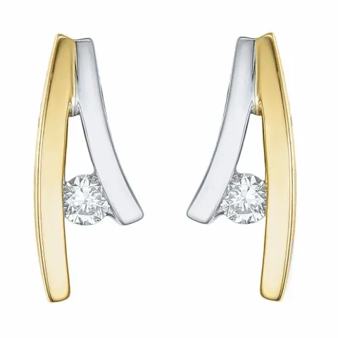diamantörhängen i 14 karat guld och vitguld med diamant
