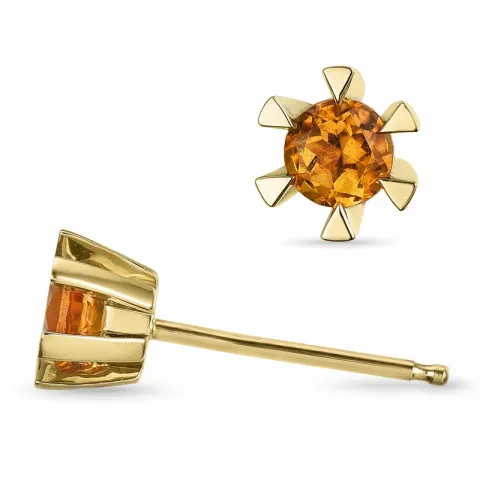 2 x 0,25 ct solitäreörhängestift i 14 karat guld med citrin