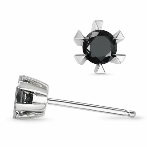2 x 0,20 ct svarta solitäreörhängestift i 14 karat vitguld med svart diamant