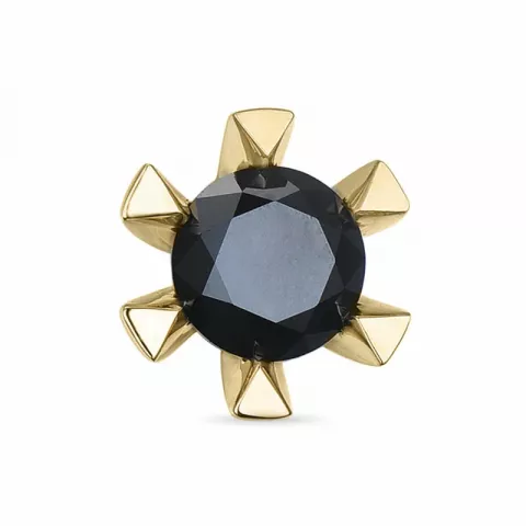 2 x 0,50 ct svarta solitäreörhängestift i 14 karat guld med svart diamant 