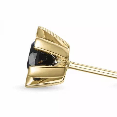 2 x 0,50 ct svarta solitäreörhängestift i 14 karat guld med svart diamant 