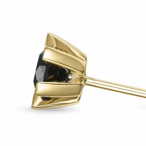 2 x 0,50 ct svarta solitäreörhängestift i 14 karat guld med svart diamant