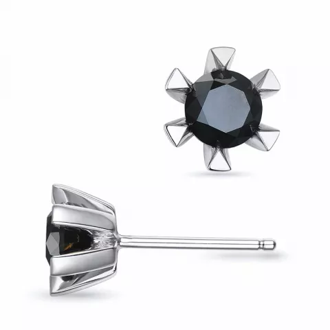 2 x 0,50 ct svarta solitäreörhängestift i 14 karat vitguld med svart diamant 