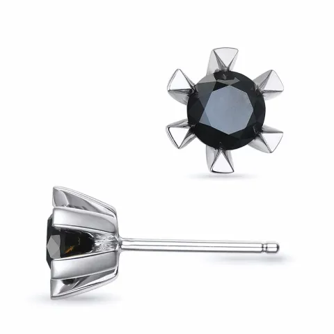 2 x 0,50 ct svarta solitäreörhängestift i 14 karat vitguld med svart diamant