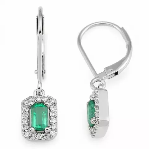 beställningsvare - smaragd örhängen i 14 karat vitguld med diamant och smaragd 