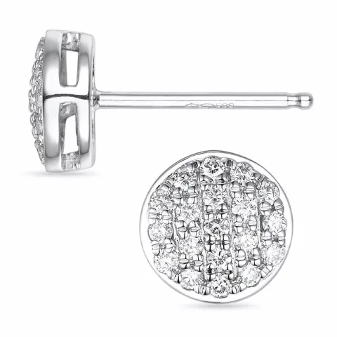 runda diamantörhängen i 14 karat vitguld med diamant