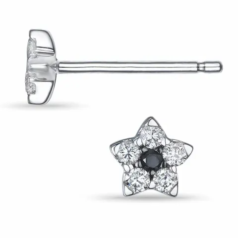 stjärna vitguld örhängen i 14 karat vitguld med diamant och svart diamant