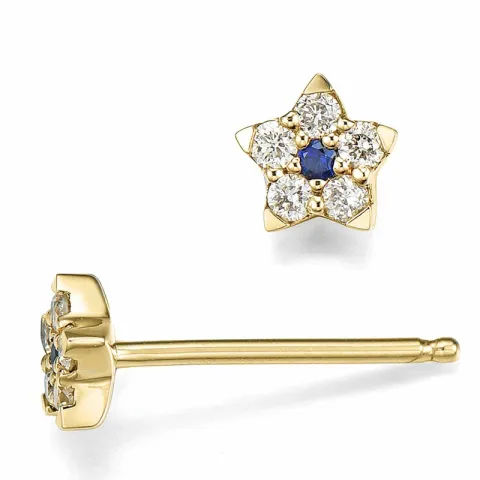 stjärna blå safir diamantörhängen i 14 karat guld med diamant och safir