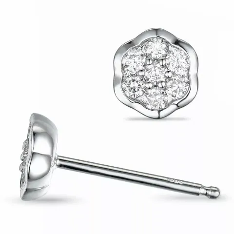 blommor diamantörhängen i 14 karat vitguld med diamant