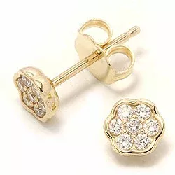 blommor diamantörhängen i 14 karat guld med diamant 