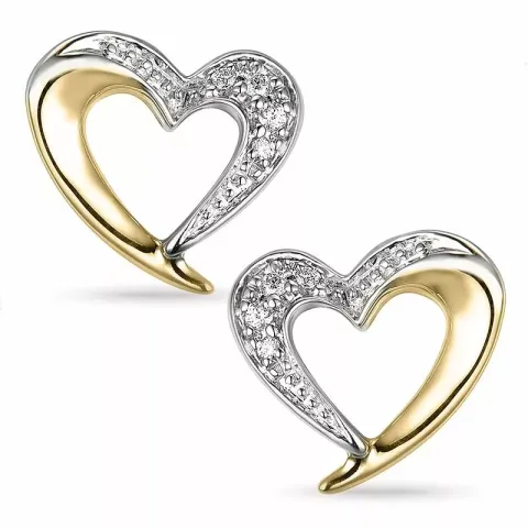 hjärta diamant örhängestift i 14 karat guld och vitguld med diamant