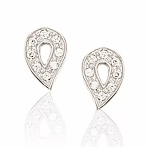 Små Scrouples droppformad zirkon örhängen i silver vita zirkoner
