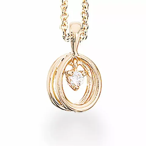 Scrouples oval hängen med halskedja i förgyllt silver vit zirkon
