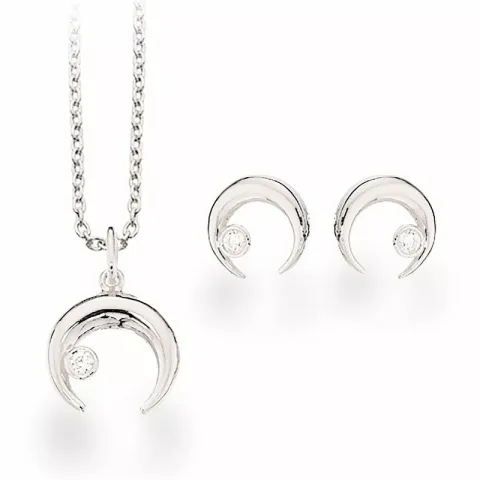 Scrouples horn smycke set i silver vit zirkon