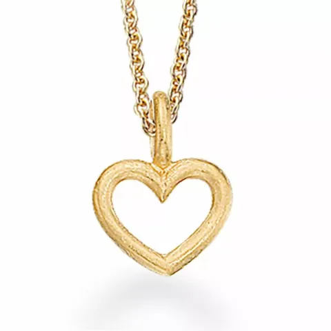 Matt Scrouples hjärta hängen med halskedja i förgyllt silver