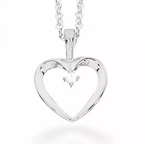 Scrouples hjärta halskedja med berlocker i silver vit zirkon