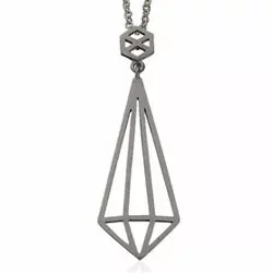 Scrouples diamantformat hängen med halskedja i svart rhodinerat silver