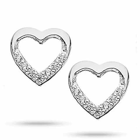 Scrouples hjärta örhängen i silver vit zirkon