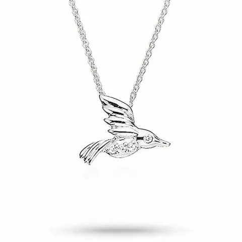 Scrouples fåglar halskedja med berlocker i silver vit zirkon