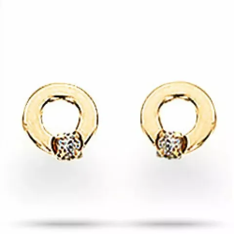 Små Scrouples runda stjärntecken örhängen i 8 karat guld vita zirkoner