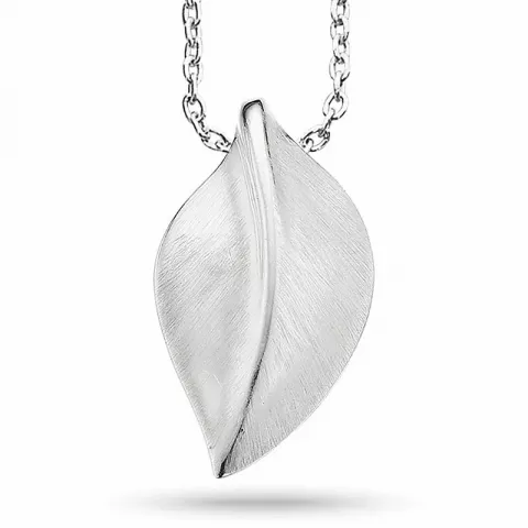Scrouples blad hängen med halskedja i silver