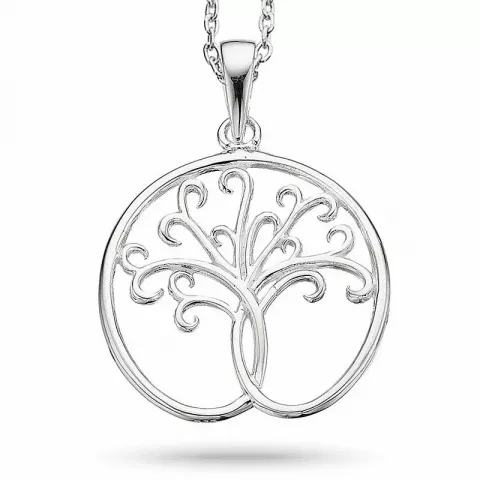 19 mm scrouples livets träd hängen med halskedja i silver