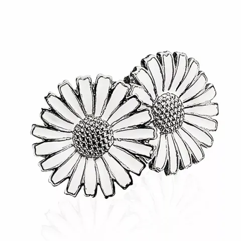 16 mm scrouples prästkrage örhängen i silver vit emalj