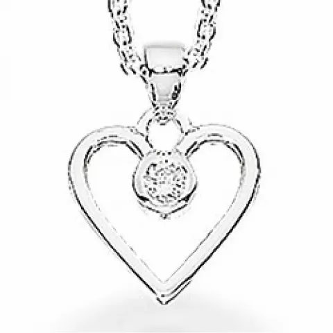 Elegant scrouples hjärta hängen med halskedja i silver vit zirkon