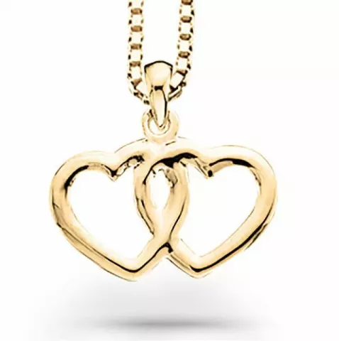 Scrouples hjärta hängen med halskedja i 8 karat guld med forgylld silverhalskedja