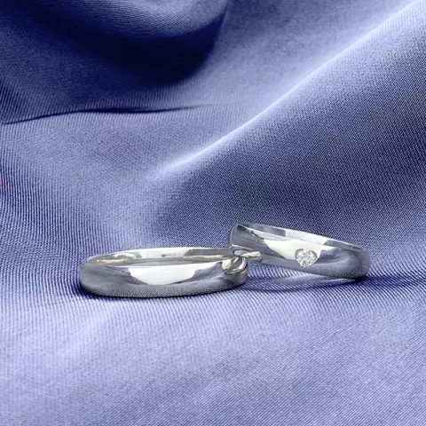 Scrouples vigselsringe i silver 0,04 ct