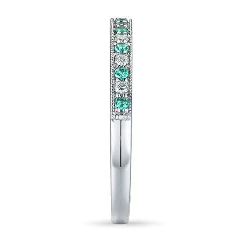 smaragd ring i 14  karat vitguld 0,08 ct 0,10 ct