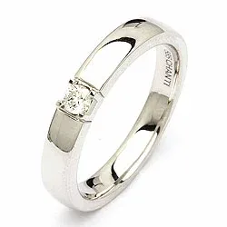 alliancring i 14 karat vitguld 1 x 0,10 ct