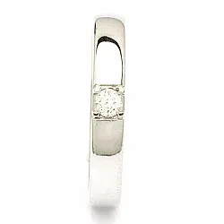 alliancring i 14 karat vitguld 1 x 0,10 ct