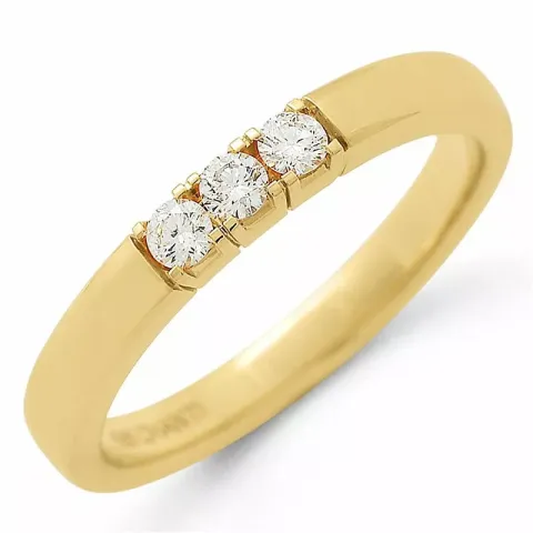 alliancring i 14 karat guld 3 x 0,03 ct