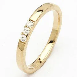 alliancring i 14 karat guld 3 x 0,03 ct