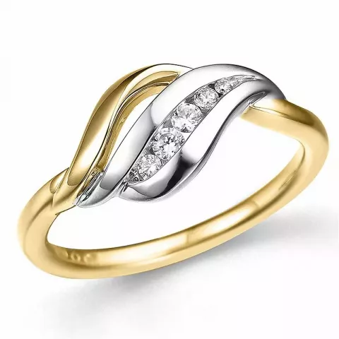 abstrakt diamant ring i 14  karat guld- och vitguld 0,12 ct