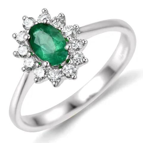 smaragd rosettring i 14 karat vitguld 0,26 ct 0,47 ct