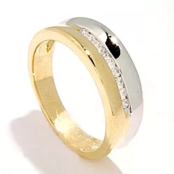bred ring i 14  karat guld- och vitguld 0,12 ct