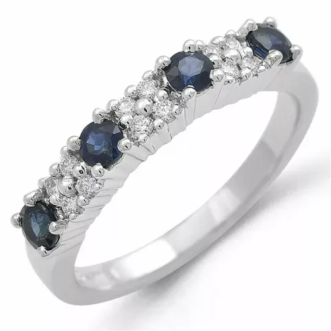 safir diamantring i 14  karat vitguld 0,12 ct 