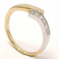 abstrakt diamant ring i 14  karat guld- och vitguld 0,15 ct