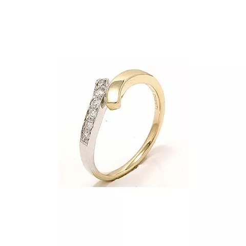 abstrakt diamant ring i 14  karat guld- och vitguld 0,15 ct