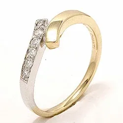 abstrakt diamant ring i 14  karat guld- och vitguld 0,15 ct