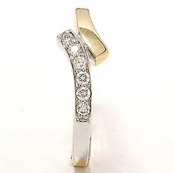 abstrakt diamant ring i 14  karat guld- och vitguld 0,15 ct