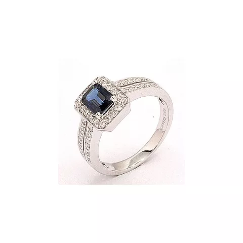 blå safir ring i 14  karat vitguld 0,43 ct 1,05 ct