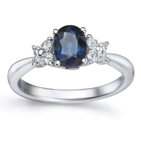safir diamantring i 14  karat vitguld 0,18 ct 0,81 ct